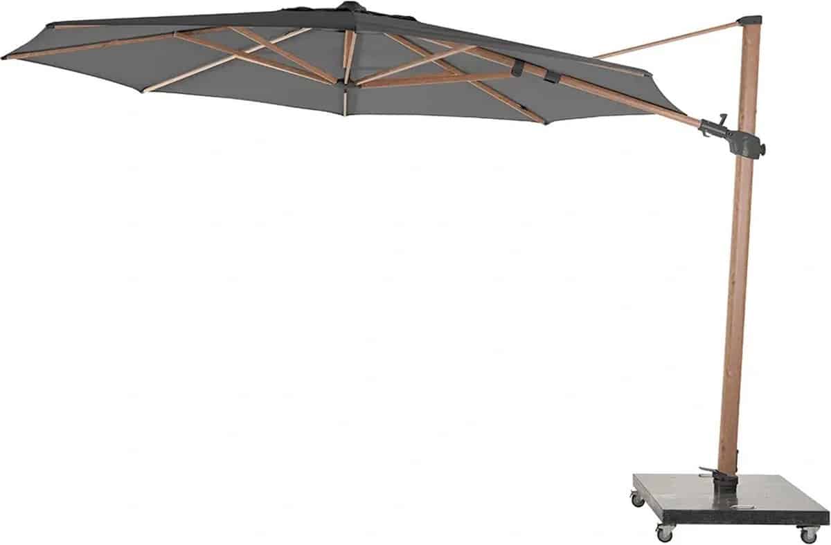4 seasons outdoor siesta premium zweefparasol Ø350 charcoal/houtlook frame