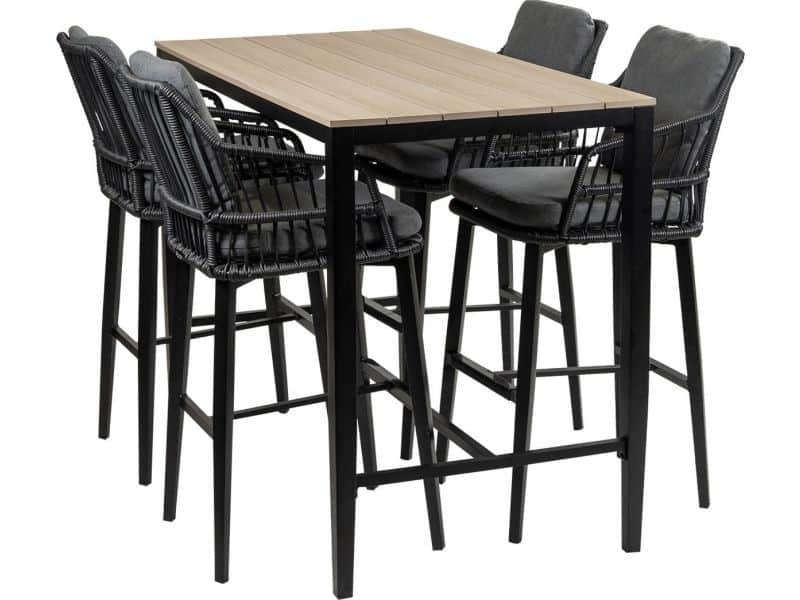 5-delige barset | 4 Isabel barstoelen Black | Cyprus bartafel