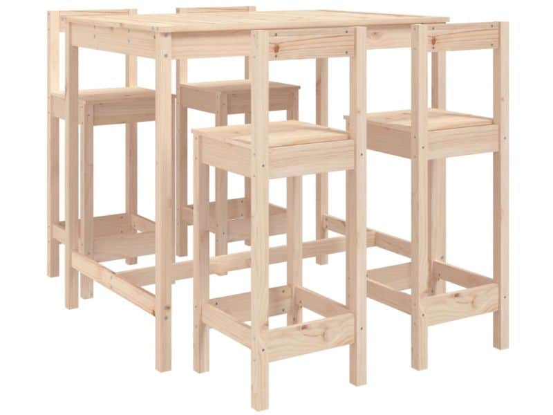 5-delige Barset | Loungeset | Tuinset massief grenenhout