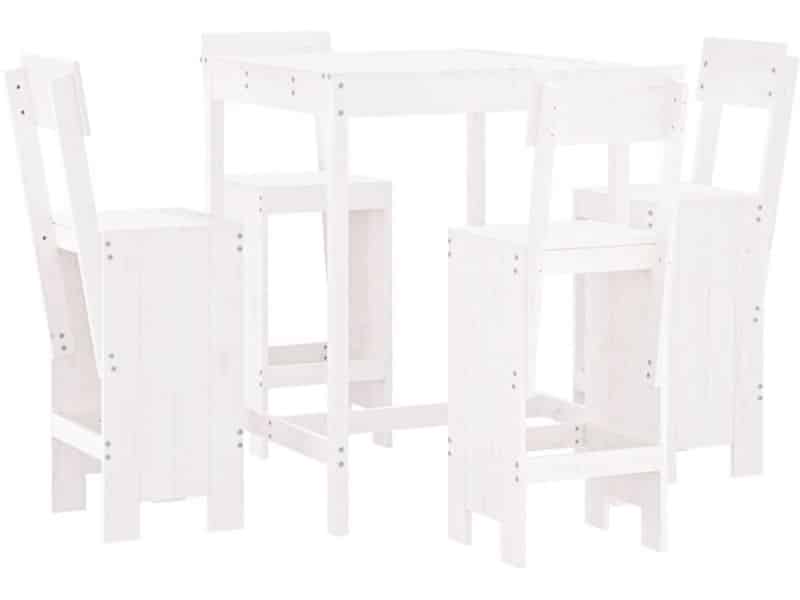 5-delige Barset | Loungeset | Tuinset massief grenenhout wit