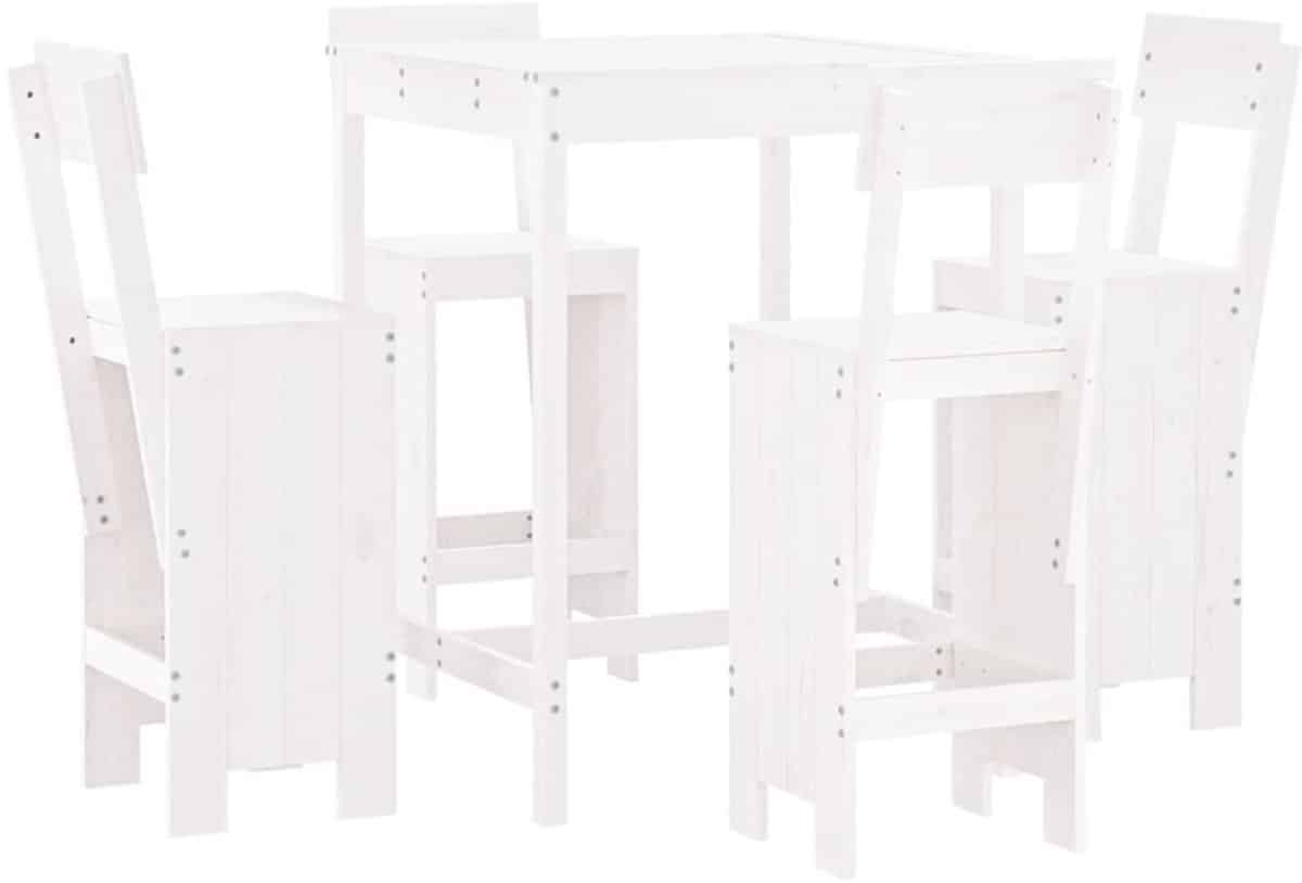 5 delige barset | loungeset | tuinset massief grenenhout wit