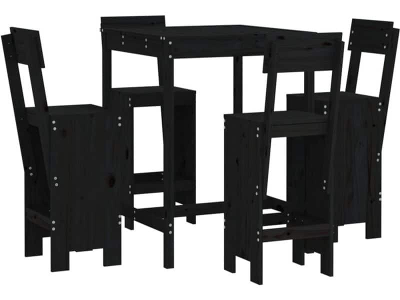 5-delige Barset | Loungeset | Tuinset massief grenenhout zwart