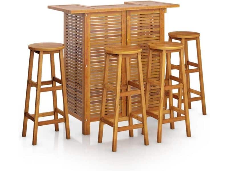 5-delige Houten Barset voor Tuin en Terras, Massief Acaciahout