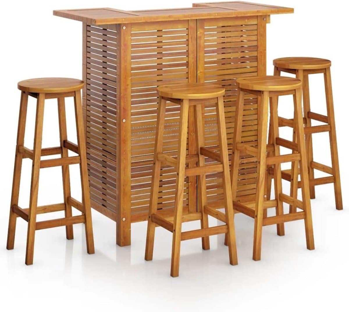 5 delige houten barset voor tuin en terras, massief acaciahout
