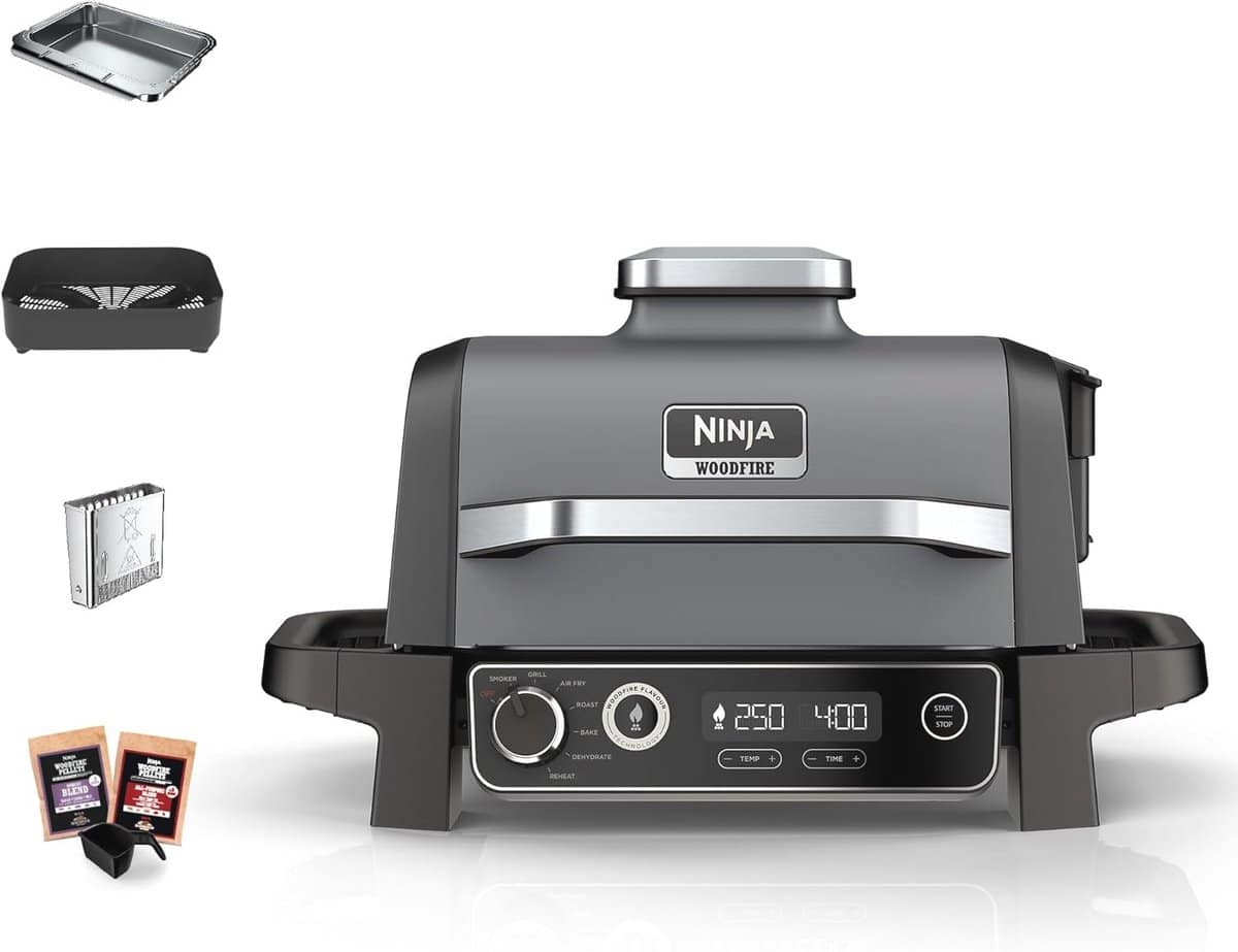 7 in 1 elektrische bbq grill, rookoven en airfryer voor buiten