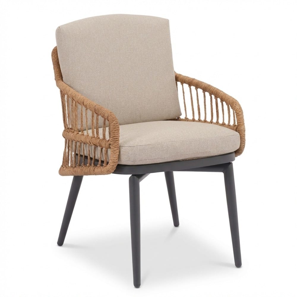 alicante dining tuinstoel | wicker + aluminium | zand