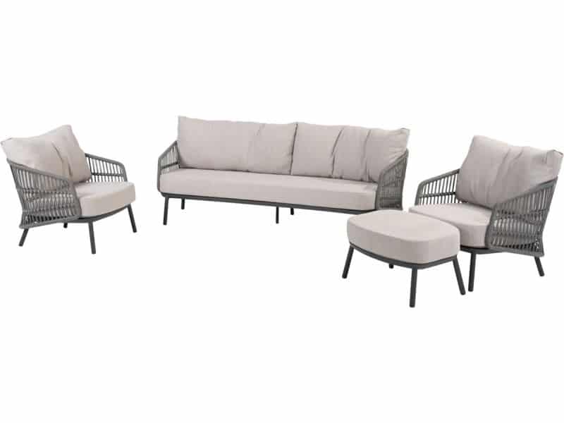 Alicante stoel bank loungeset 4-delig antraciet Taste 4SO