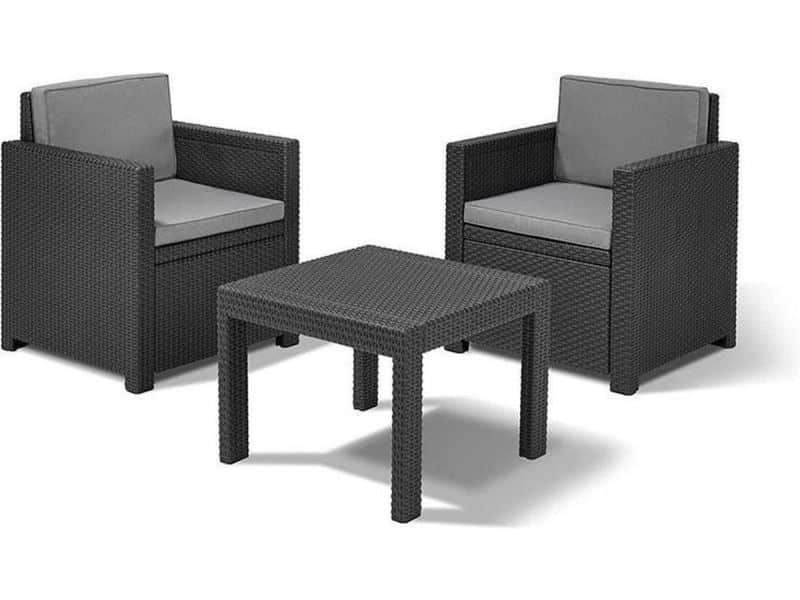 Allibert - Balkonset Victoria - 3-delig - Wicker - Antraciet