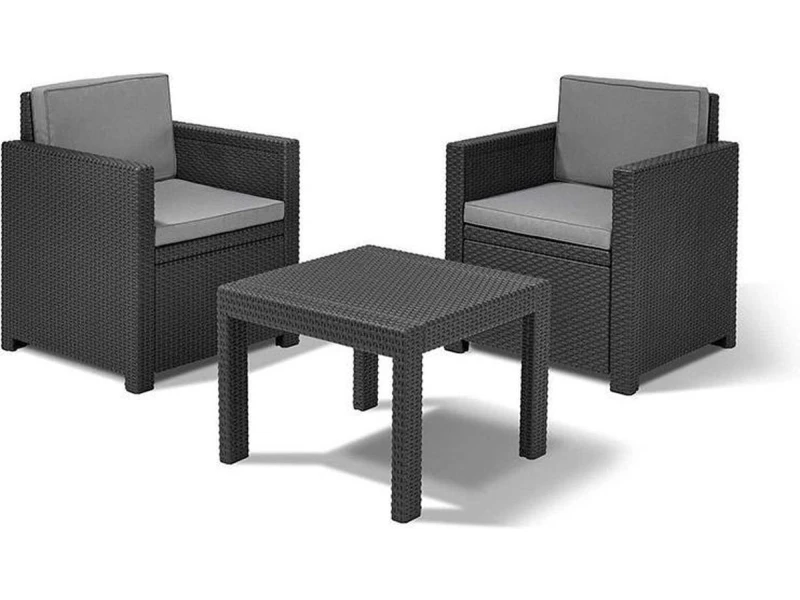 Allibert - Balkonset Victoria - 3-delig - Wicker - Antraciet