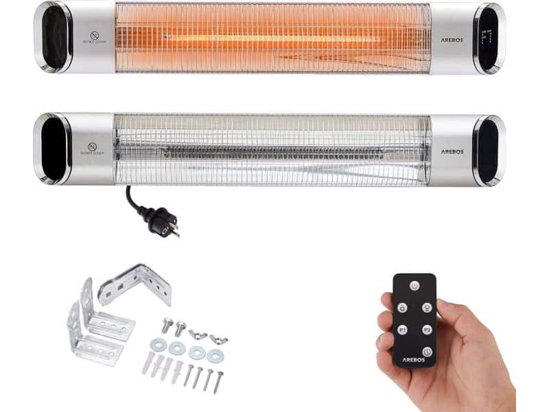 AREBOS Terrasverwarmer - 2000W - Infrarood Verwarming - met Afstandsbediening