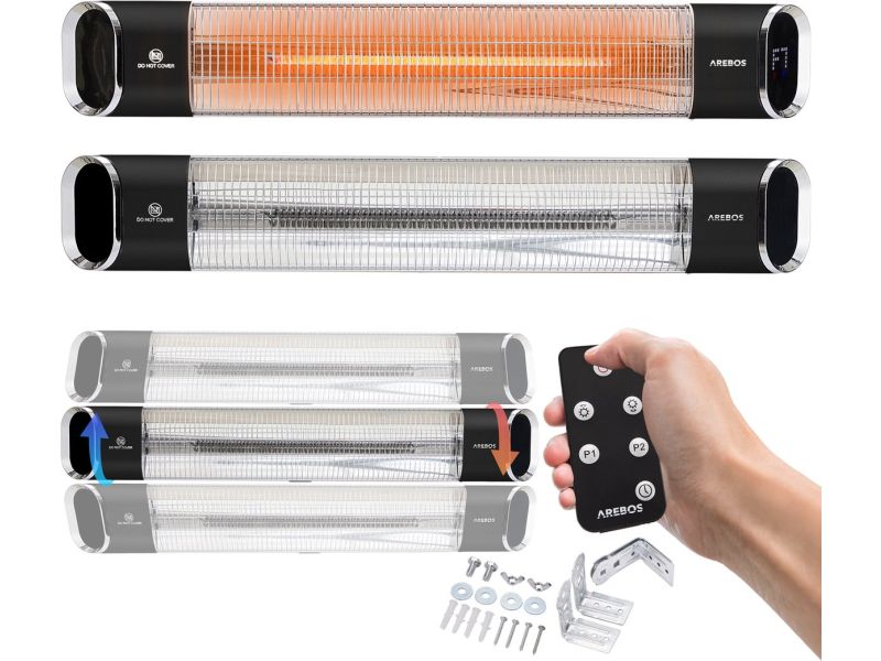 AREBOS Terrasverwarmer - 2000W - Infrarood Verwarming - met Afstandsbediening