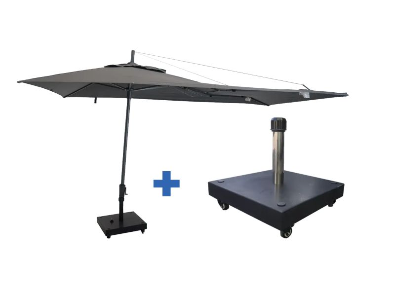 Asymetrique 360x220 grijs met verrijdbare 60kg voet