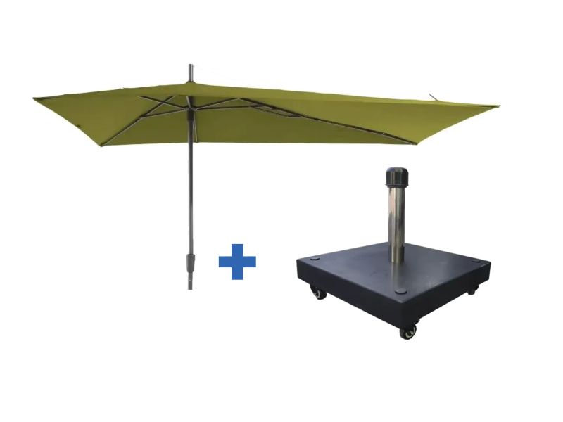 Asymetrique 360x220 sage groen met verrijdbare 60kg voet