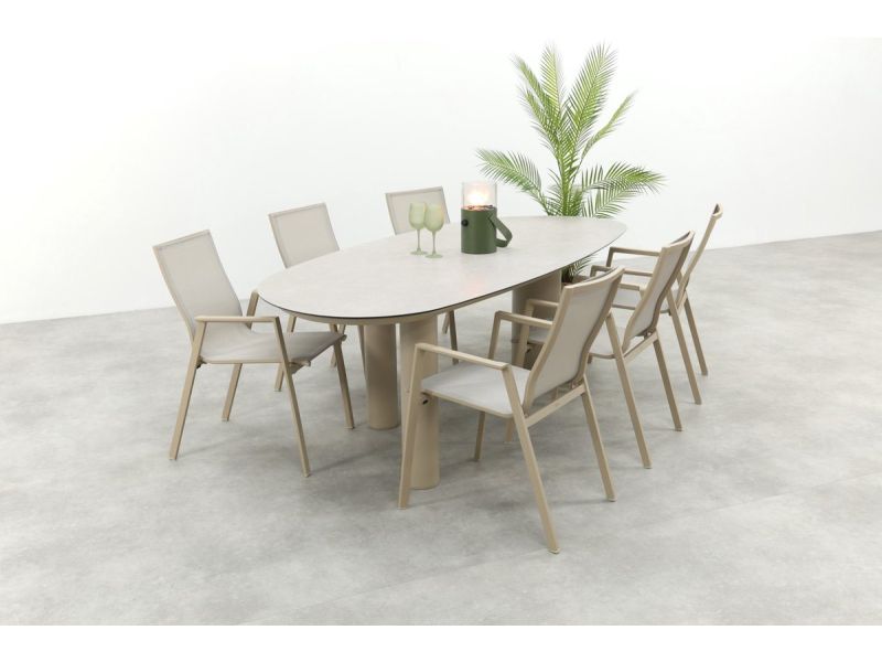 Atmos/Taste Denia 6-persoons organische tuinset 240x105 cm. - Latte