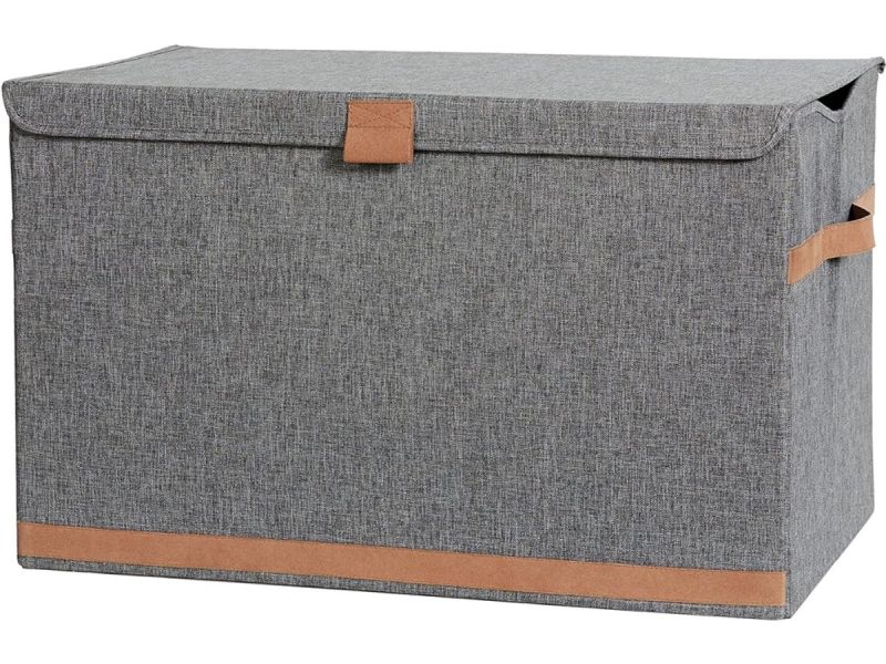 Aurixi® Dekenkist - Dekenmand - Opbergbank - Grijs - 62cm x 38cm x 39cm