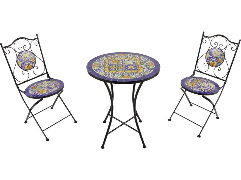 AXI Amélie 3-delige Mozaïek Bistroset Blauw/geel - Mediterrane stijl
