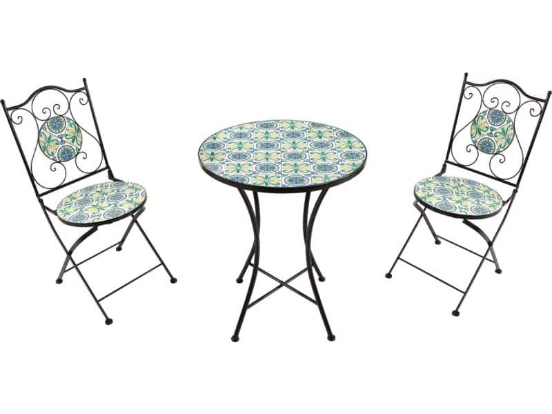 AXI Amélie 3-delige Mozaïek Bistroset Blauw/geel - Siciliaanse stijl