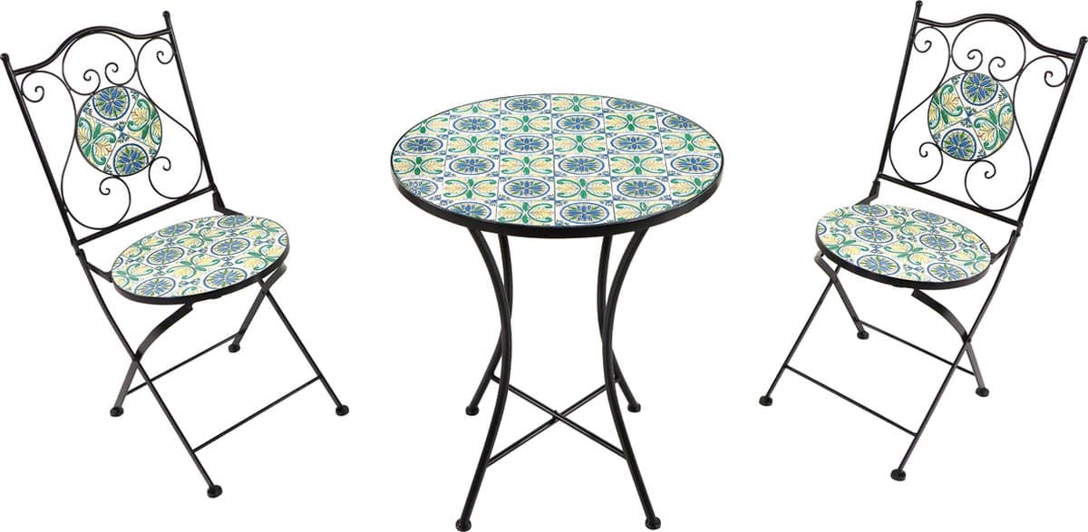 axi amélie 3 delige mozaïek bistroset blauw/geel siciliaanse stijl