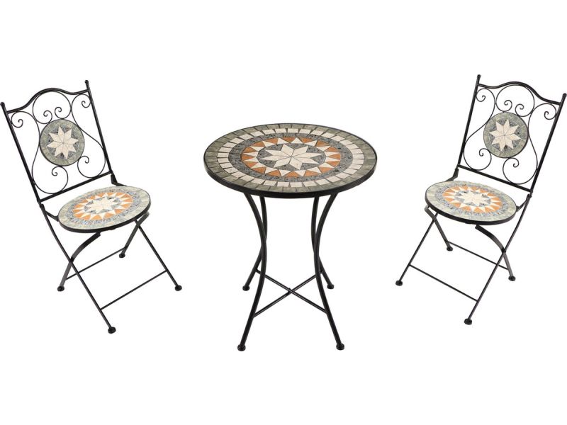 AXI Amélie 3-delige Mozaïek Bistroset Ster Grijs/bruin - Metalen frame