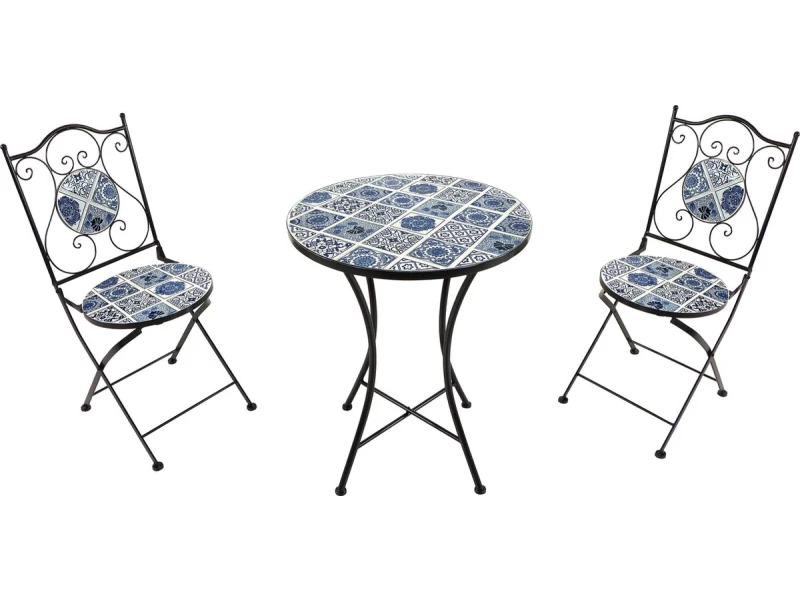 AXI Amรฉlie Bistroset Mozaรฏek Delfts Blauw - Metalen frame met