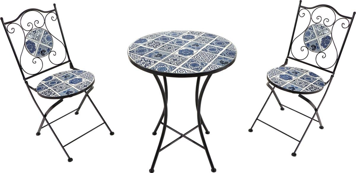 axi amélie bistroset mozaïek delfts blauw metalen frame met
