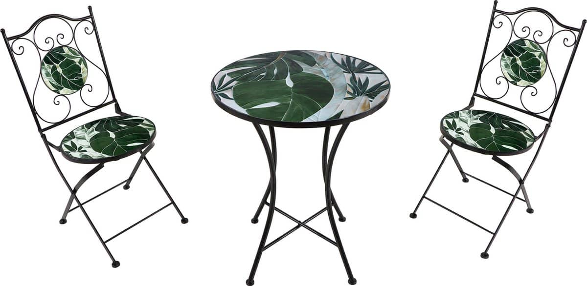 axi amélie bistroset mozaïek tropisch groen metalen frame met