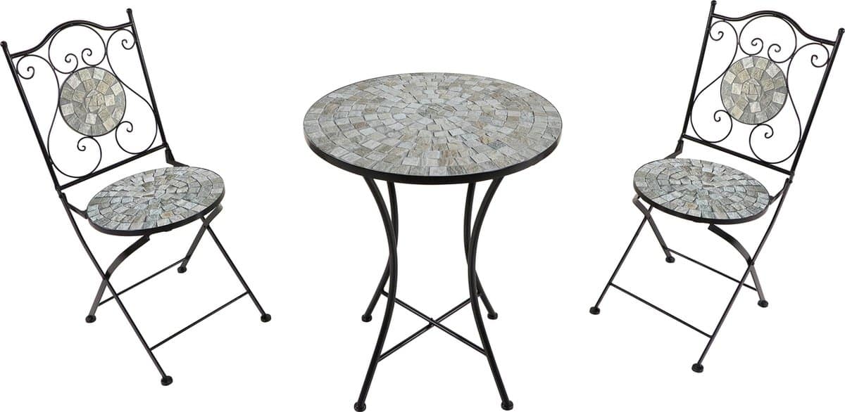 axi amélie bistroset mozaïek zandbeige metalen frame met keramische