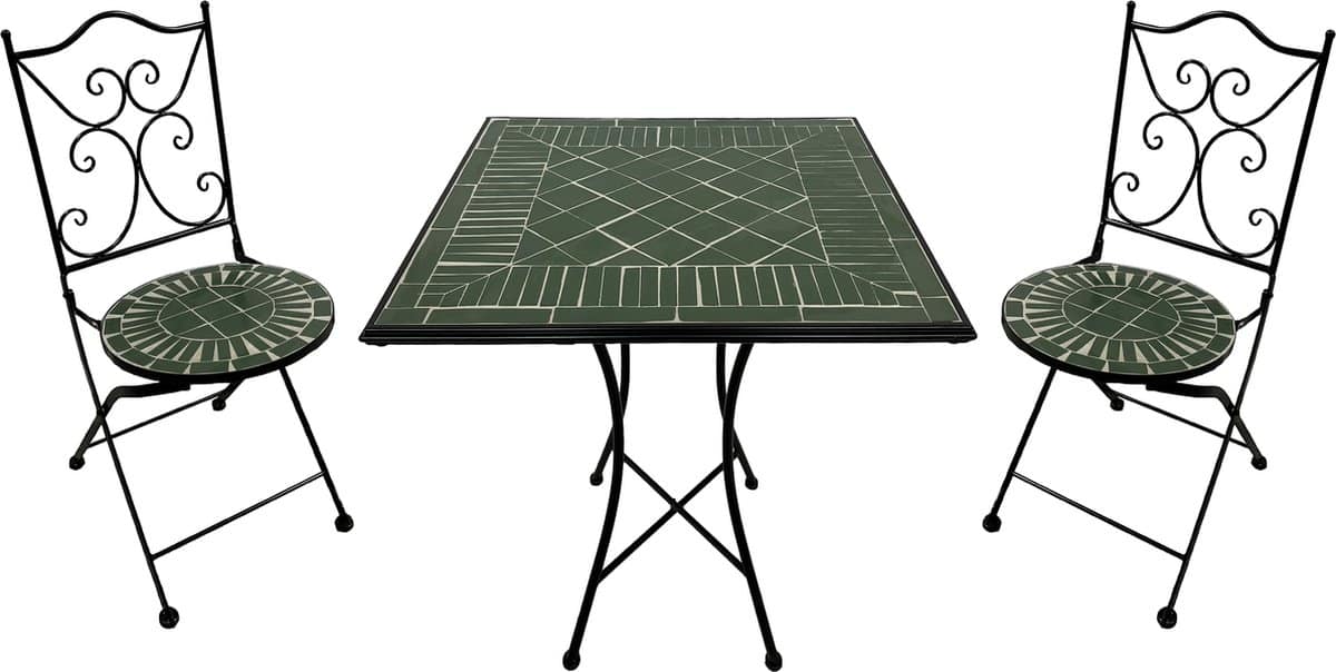 axi camilla 3 delige mozaïek bistroset donkergroen metalen frame met