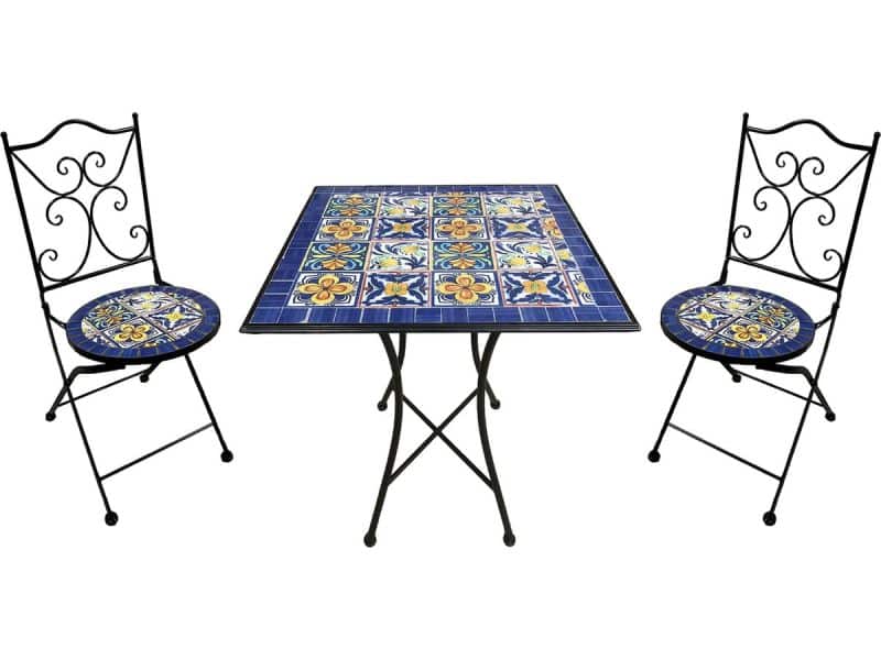 AXI Camilla 3-delige Mozaïek Bistroset Mediterraans Blauw - Metalen frame