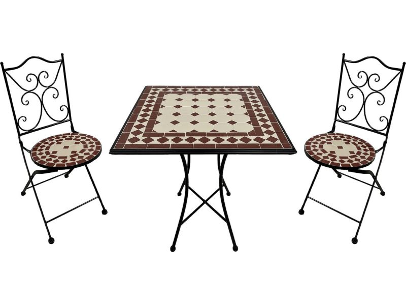 AXI Camilla 3-delige Mozaïek Bistroset Rood/Wit - Metalen frame met
