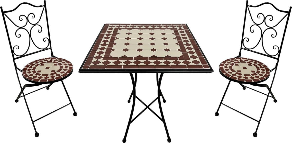 axi camilla 3 delige mozaïek bistroset rood/wit metalen frame met
