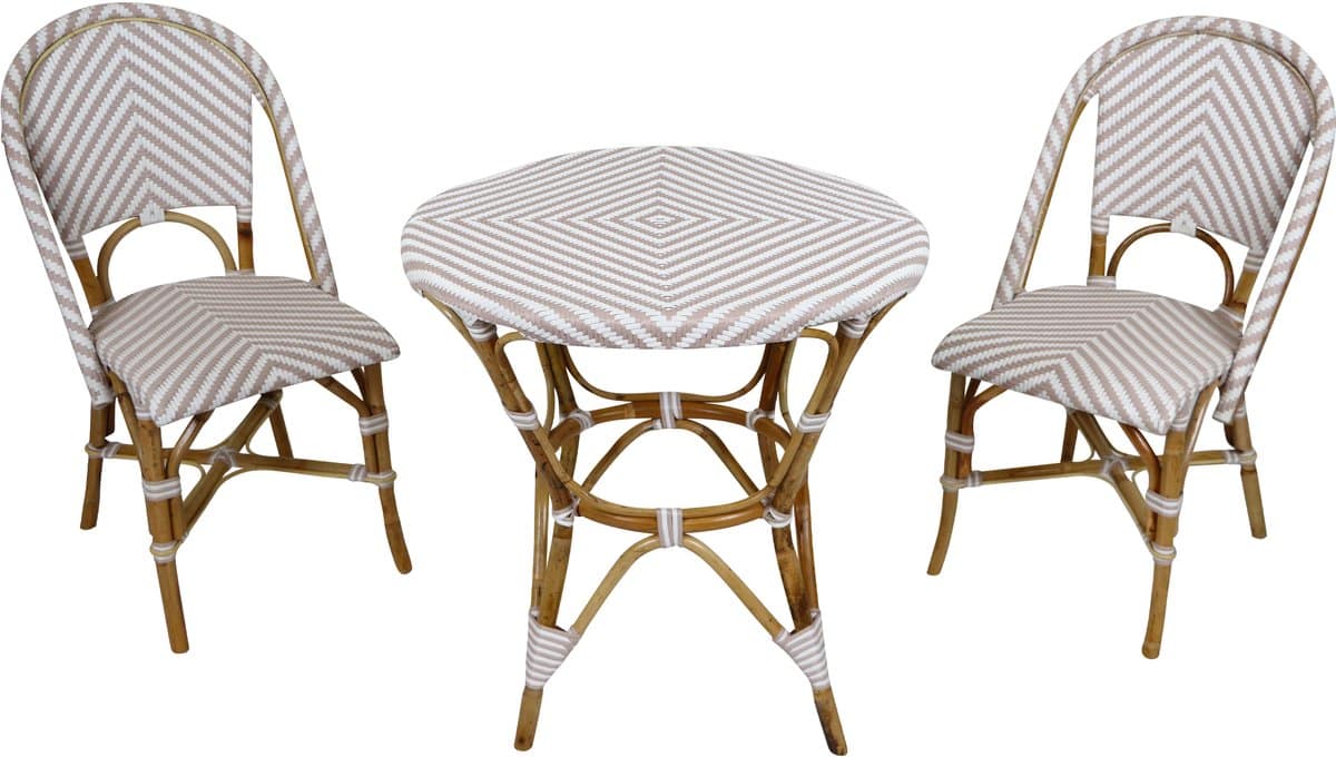 axi jacqueline 3 delige bistroset rotan bruin / wit