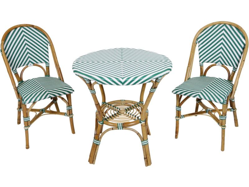 AXI Jacqueline 3-delige Bistroset - Rotan - Groen / Wit