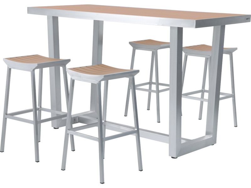 AXI James Barset met 4 barkrukken Aluminium met Hout