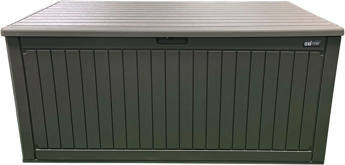 axi mike opbergbox 1000 liter kunststof tuinbox 1000 liter bruin kussenbox met bodem met gasveren weerbestendig 177 x 82 x 83 cm