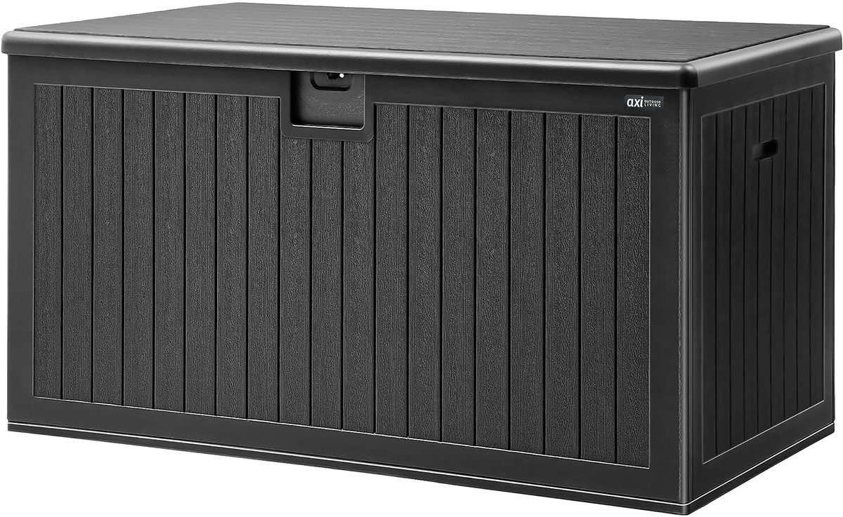 axi mike opbergbox 600 liter kunststof tuinbox 600 liter zwart kussenbox met bodem met gasveren weerbestendig 141 x 72 x 72,5 cm