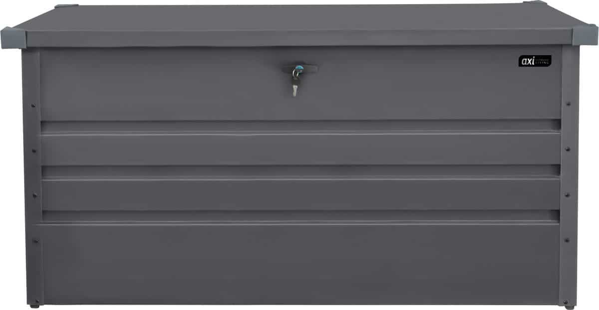 axi miles metalen opbergbox 400 antraciet kussenbox met bodem en slot 370 liter 132x60x62cm
