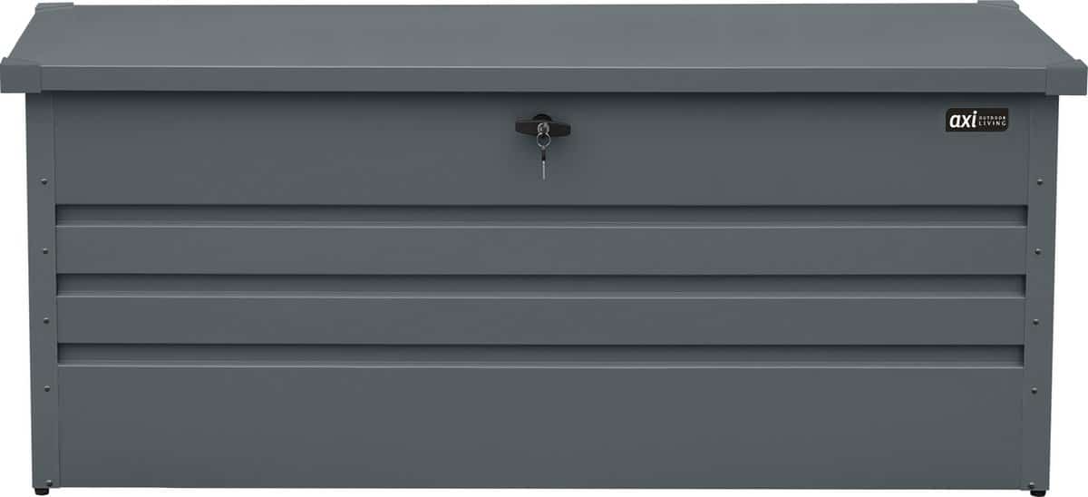 axi miles metalen opbergbox 600 antraciet kussenbox met bodem en slot 480 liter 165x70x62cm