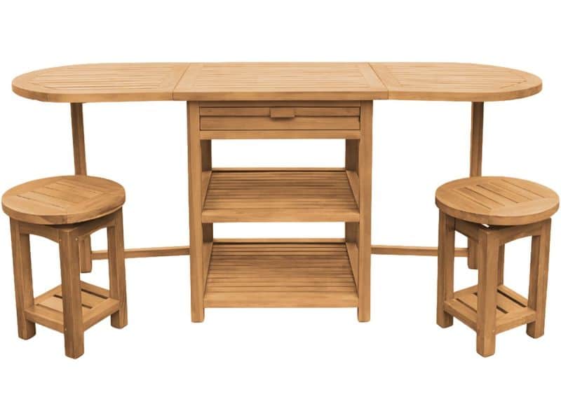 AXI Nomani Teak Opklapbare Lage Barset - Met 2 Barkrukken