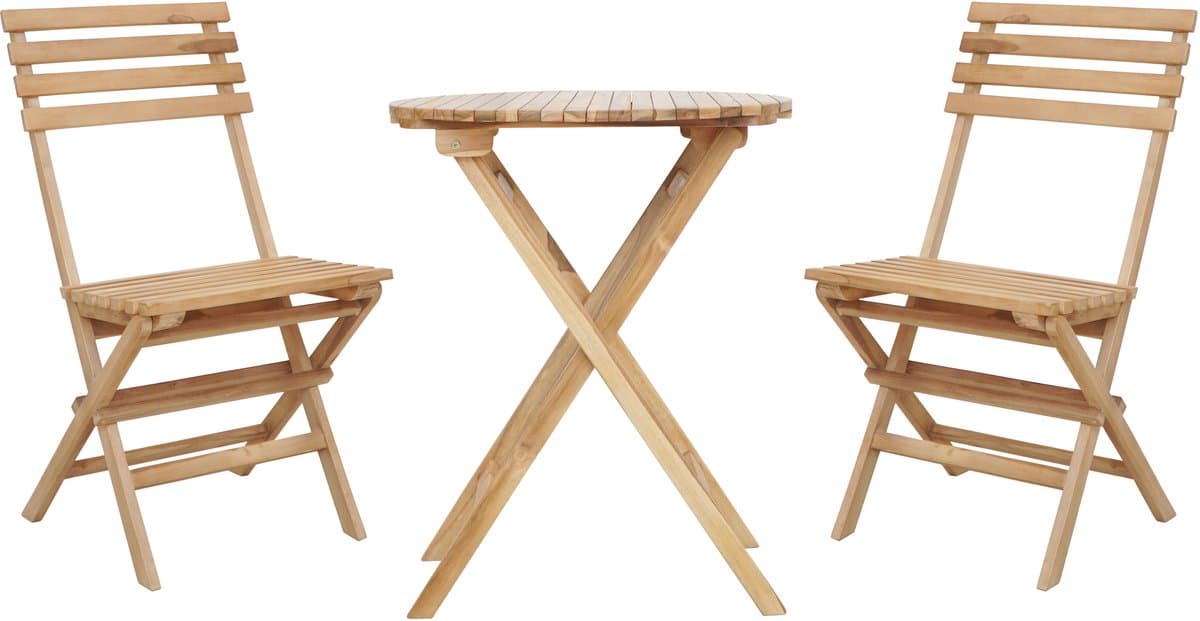 axi rae 3 delige houten bistroset teak balkonset 2 stoelen en