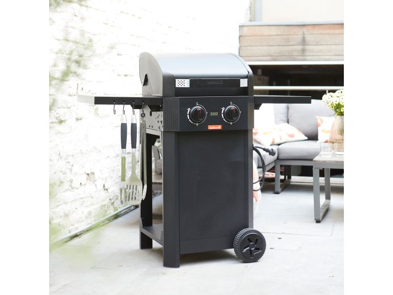Barbecook E-Luca elektrische barbecue met inklapbare zijtafels zwart 121.4x60.3x112.3cm