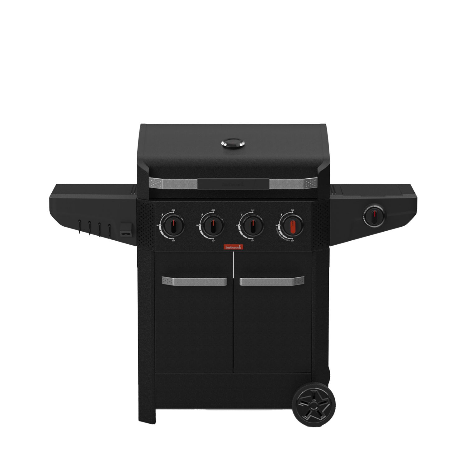 barbecook gasbarbecue luca 412 met kast en zijbrander zwart 145.4×60.3×112.3cm