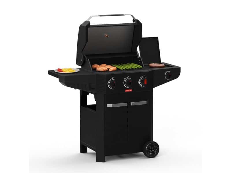 Barbecook Luca 312 gasbarbecue met kast en zijbrander zwart 133.4x60.3x112.3cm