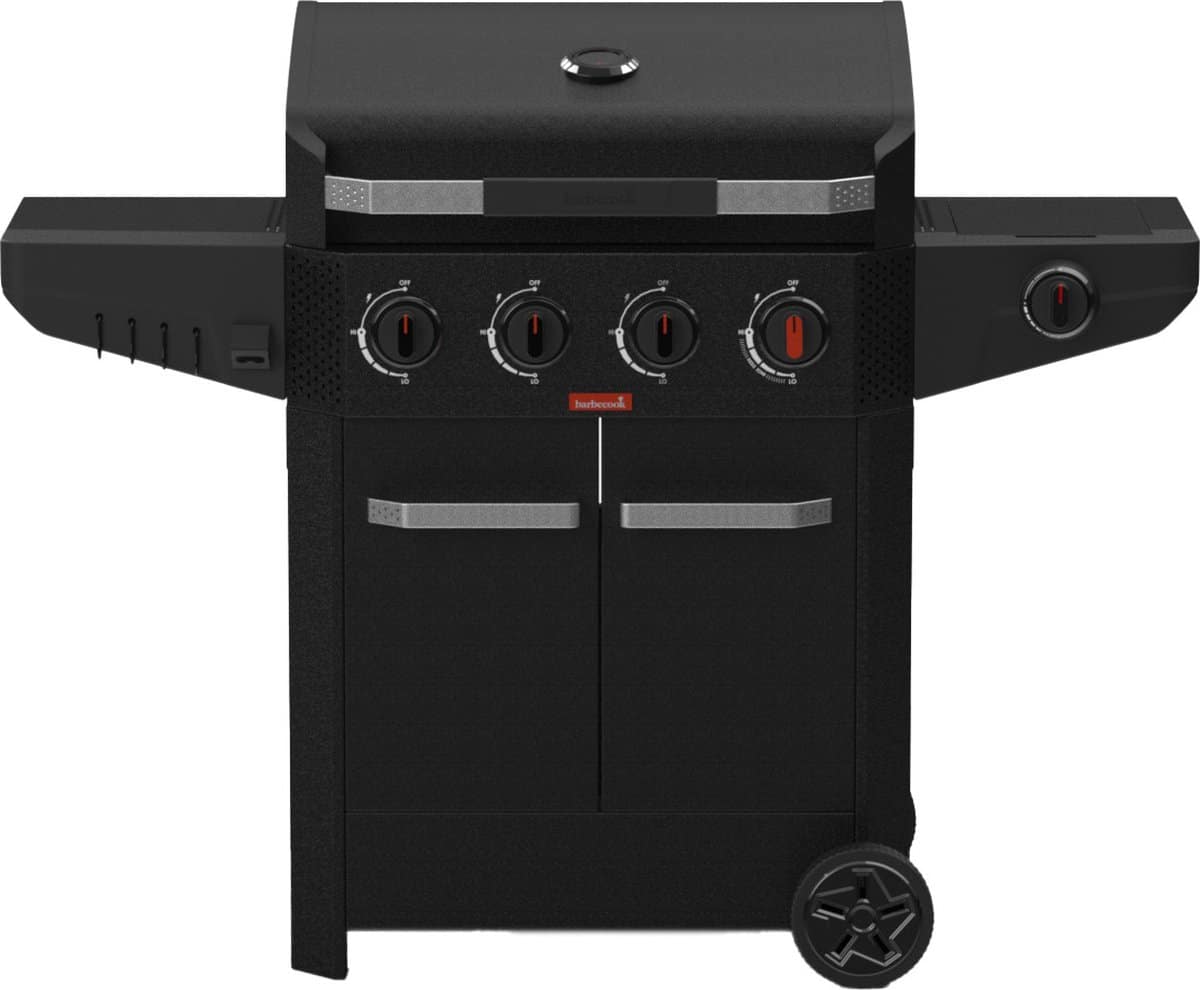 barbecook luca 412 gasbarbecue met kast en zijbrander zwart 145.4×60.3×112.3cm