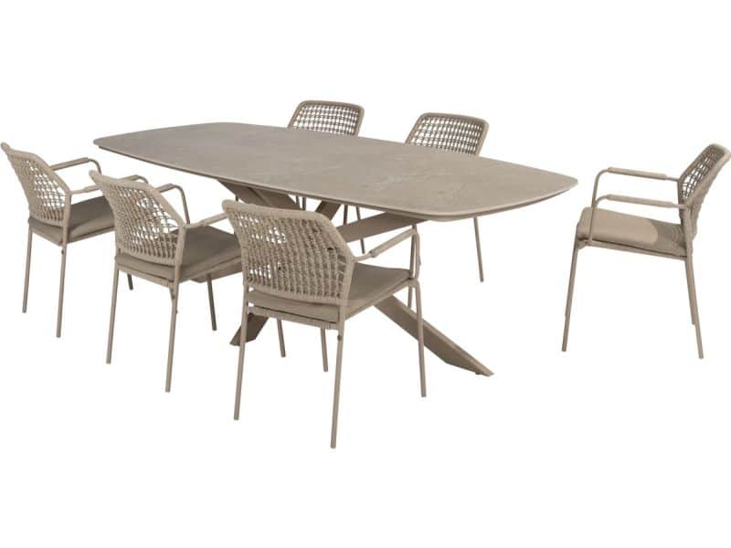 Barista Prado dining tuinset 240x105xH75 cm 7 delig latte met