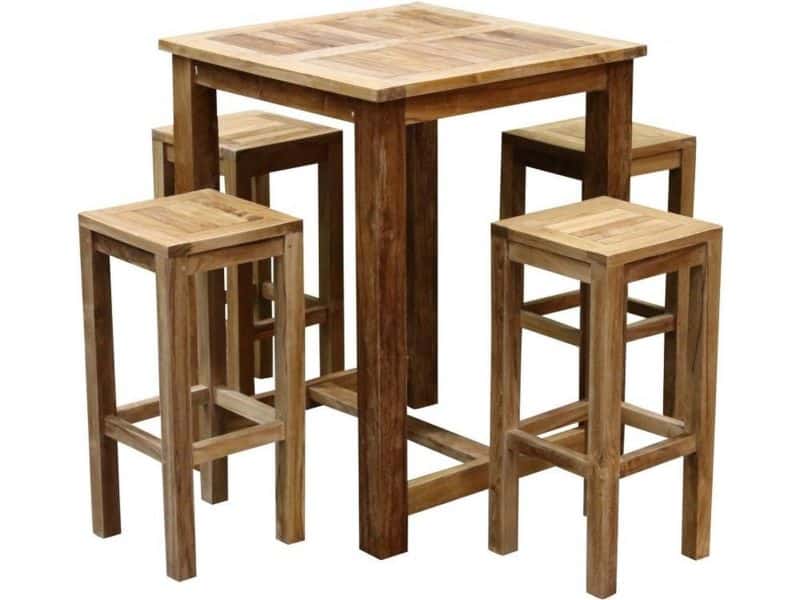 Barset Grade A teakhout 80x80xH105 cm 5-delig