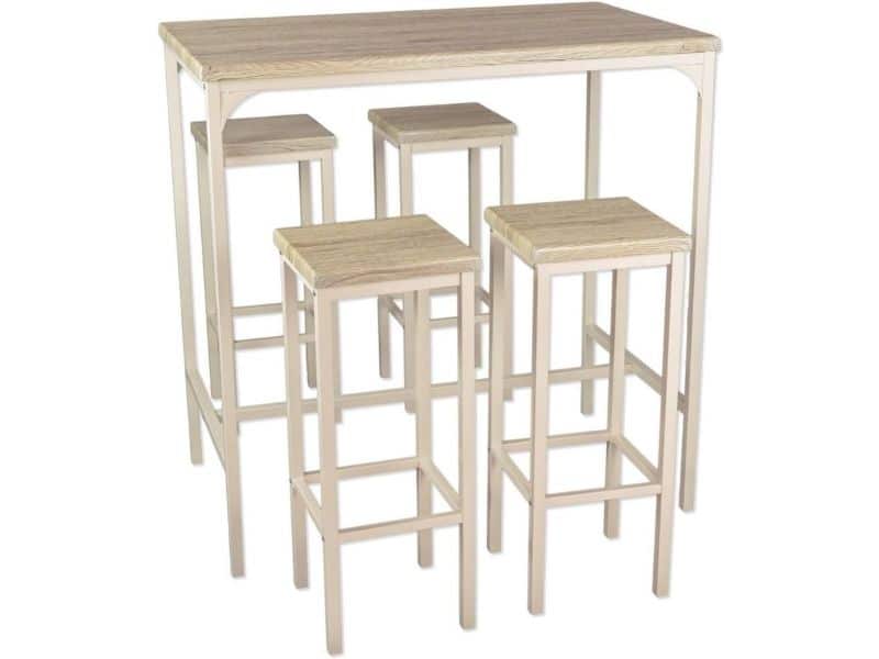 Bartafel met 4 Krukken Beige 110x66 cm - Moderne Keuken