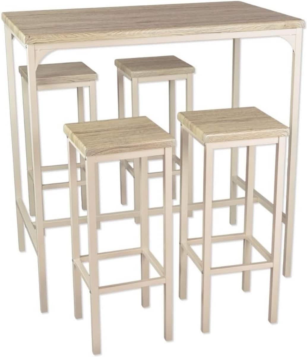 bartafel met 4 krukken beige 110×66 cm moderne keuken