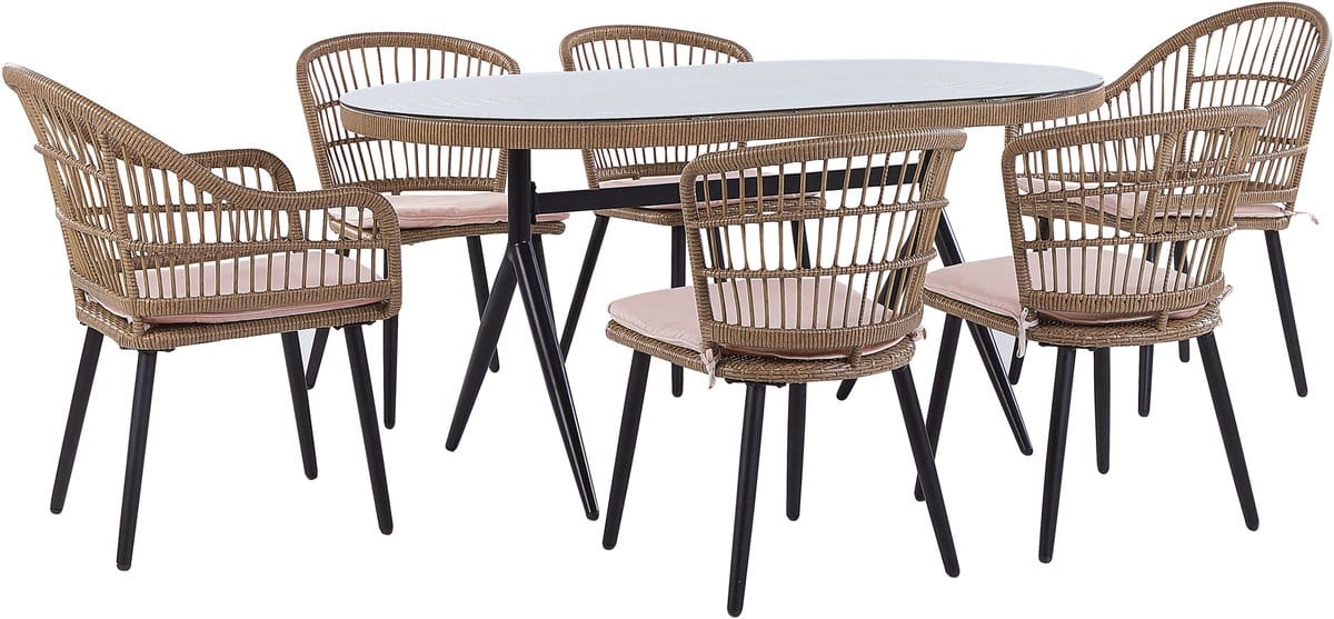 beliani aliano tuinset 6 personen natuurlijk pe