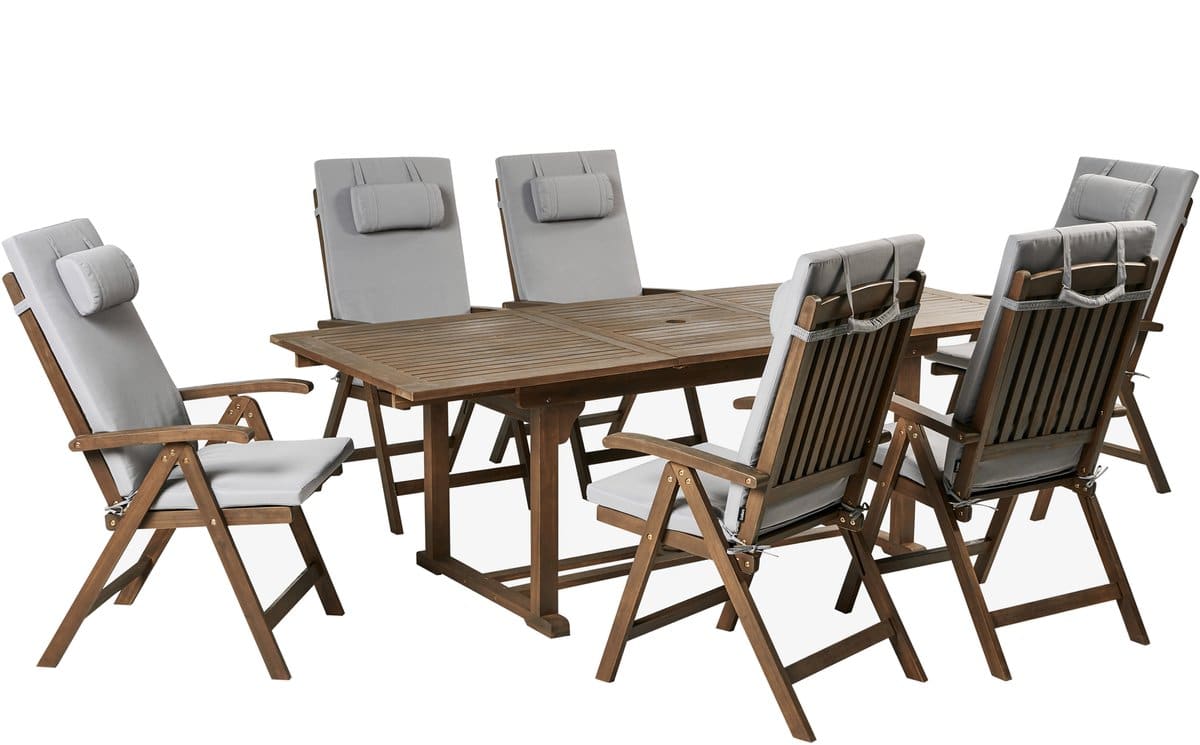 beliani amantea premium tuinset voor 6 lichtgrijs